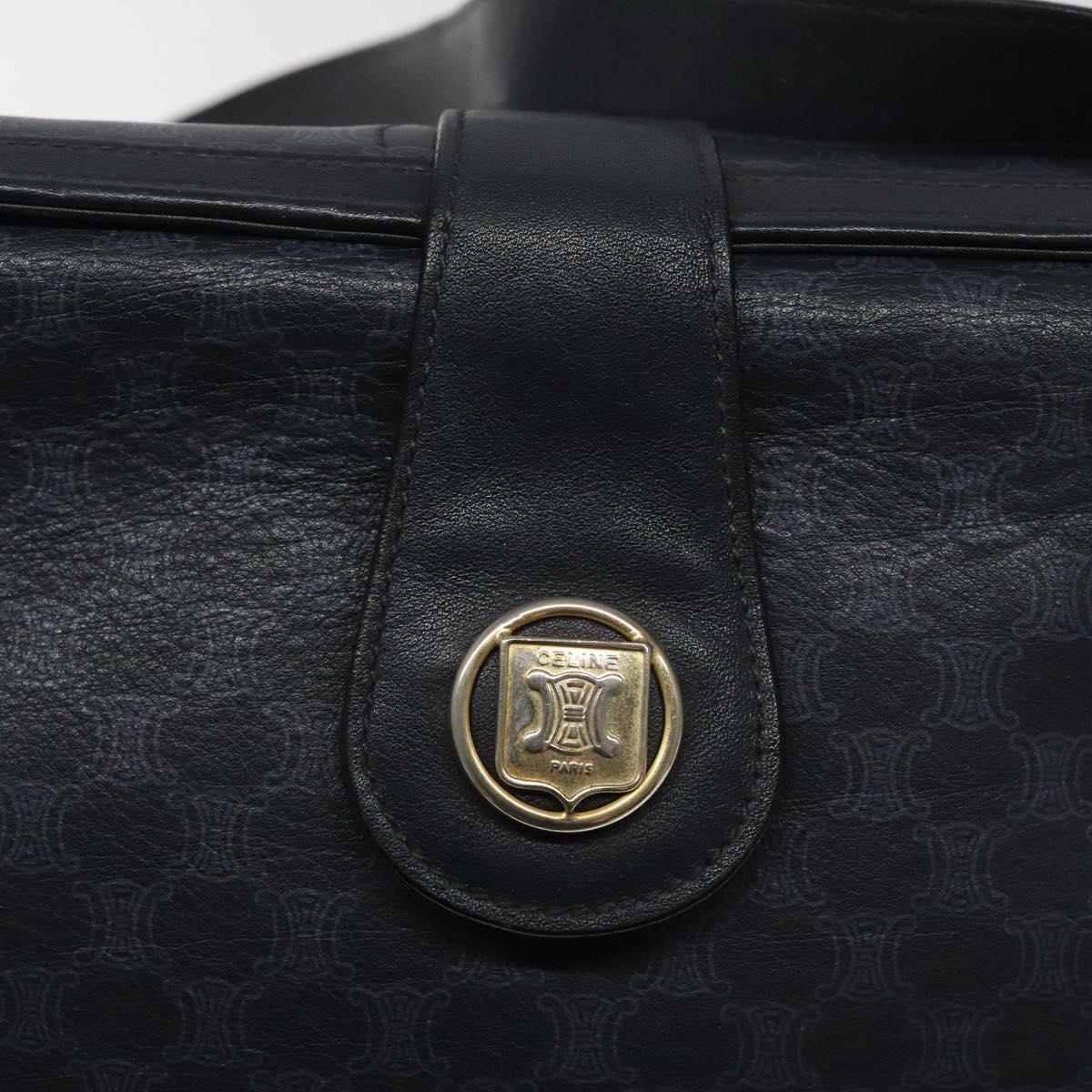 CELINE Macadam Canvas Shoulder Bag Leather Navy Gold - 14