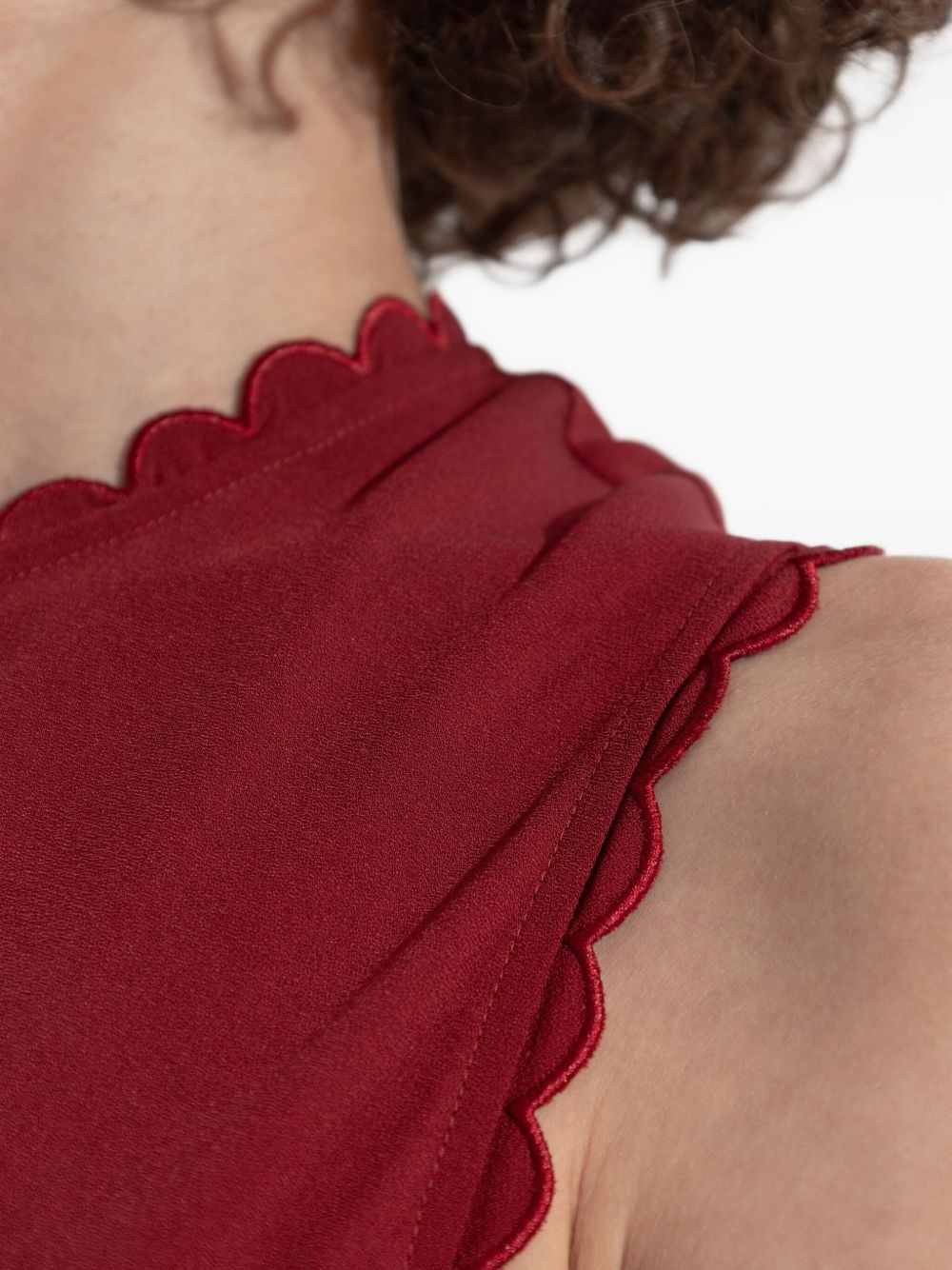 scallop-trim midi dress - 5