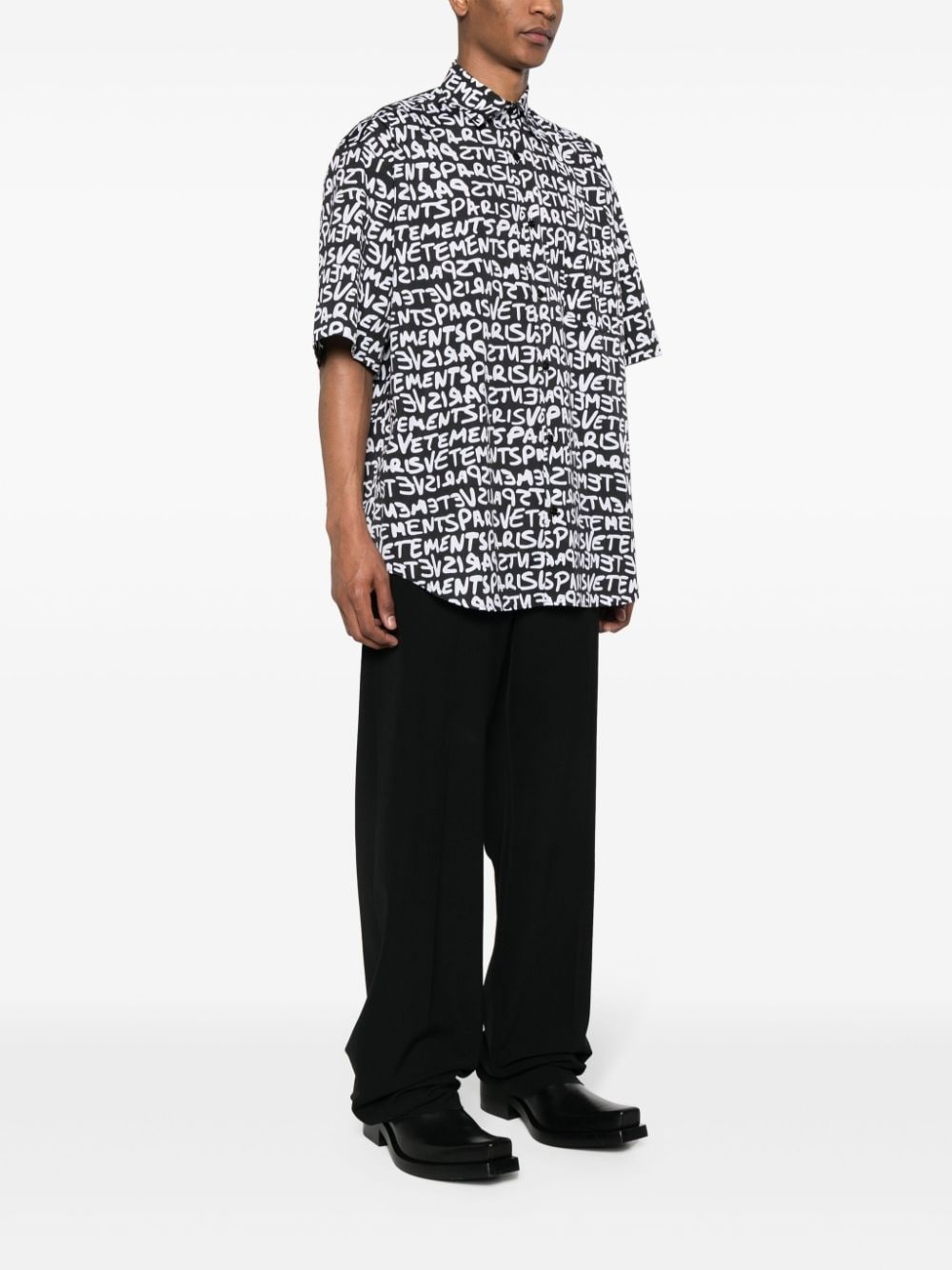 logo-print cotton shirt - 4