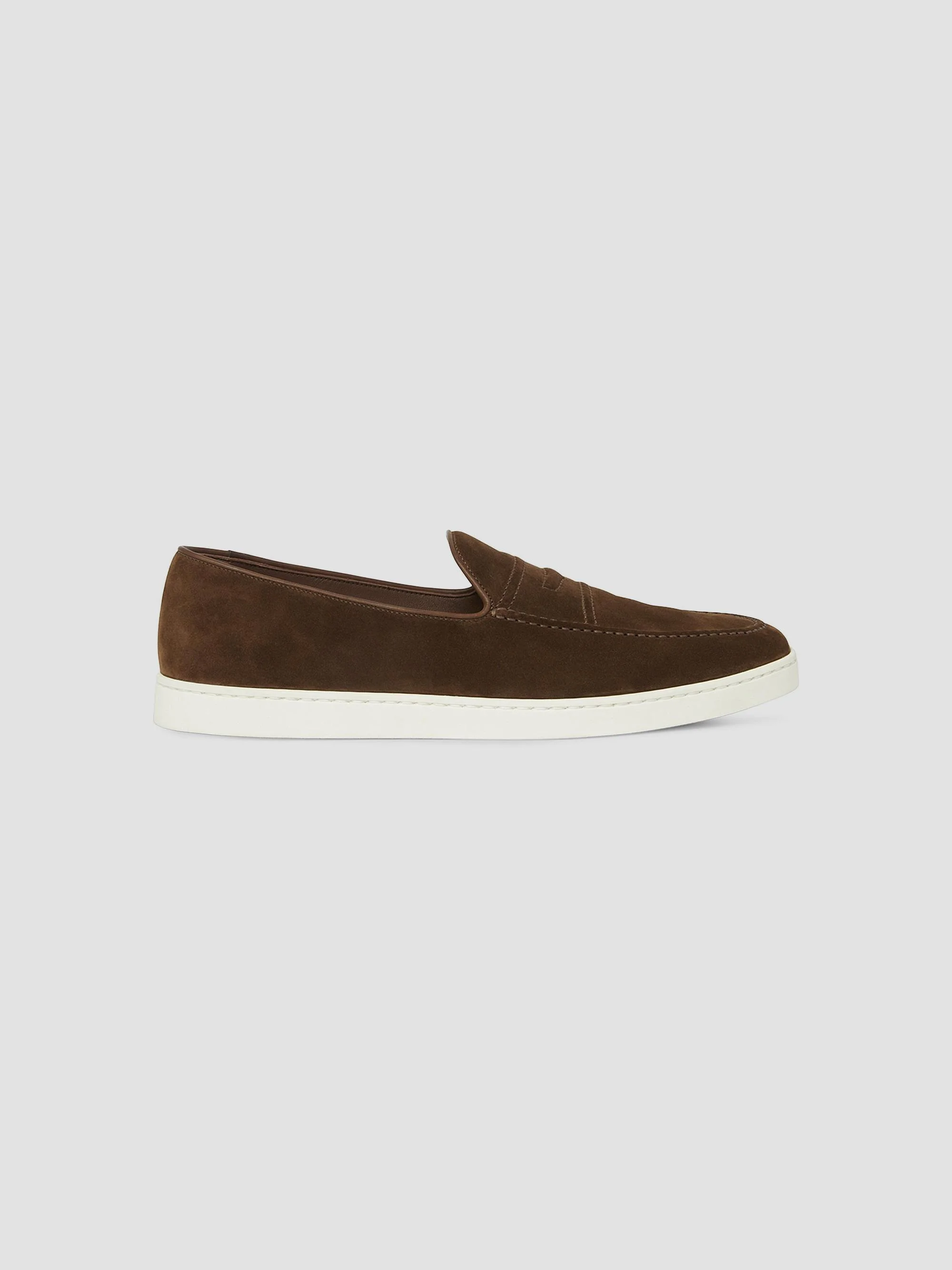 Men's Peebles Suede Top-Stitched Penny Loafers - Brown - 1