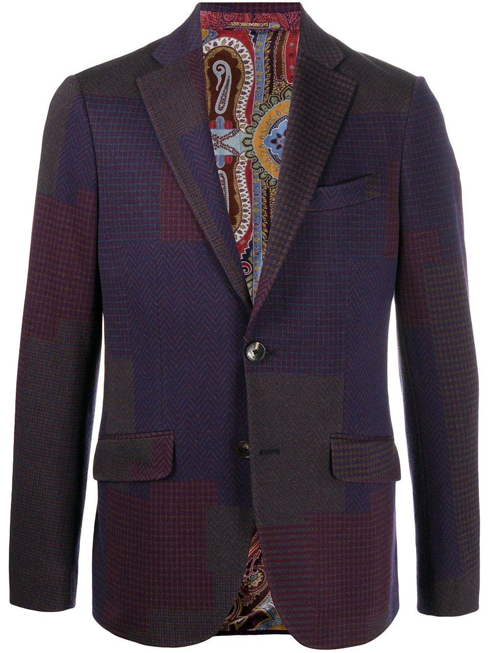 checkered patchwork jacquard blazer - 1