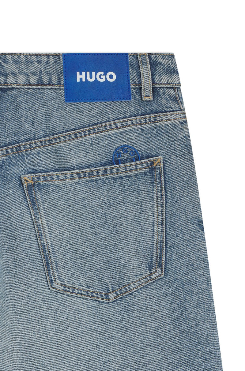 BAGGY-FIT JEANS WITH DRAWCORD AND HAPPY HUGO LOGO 6