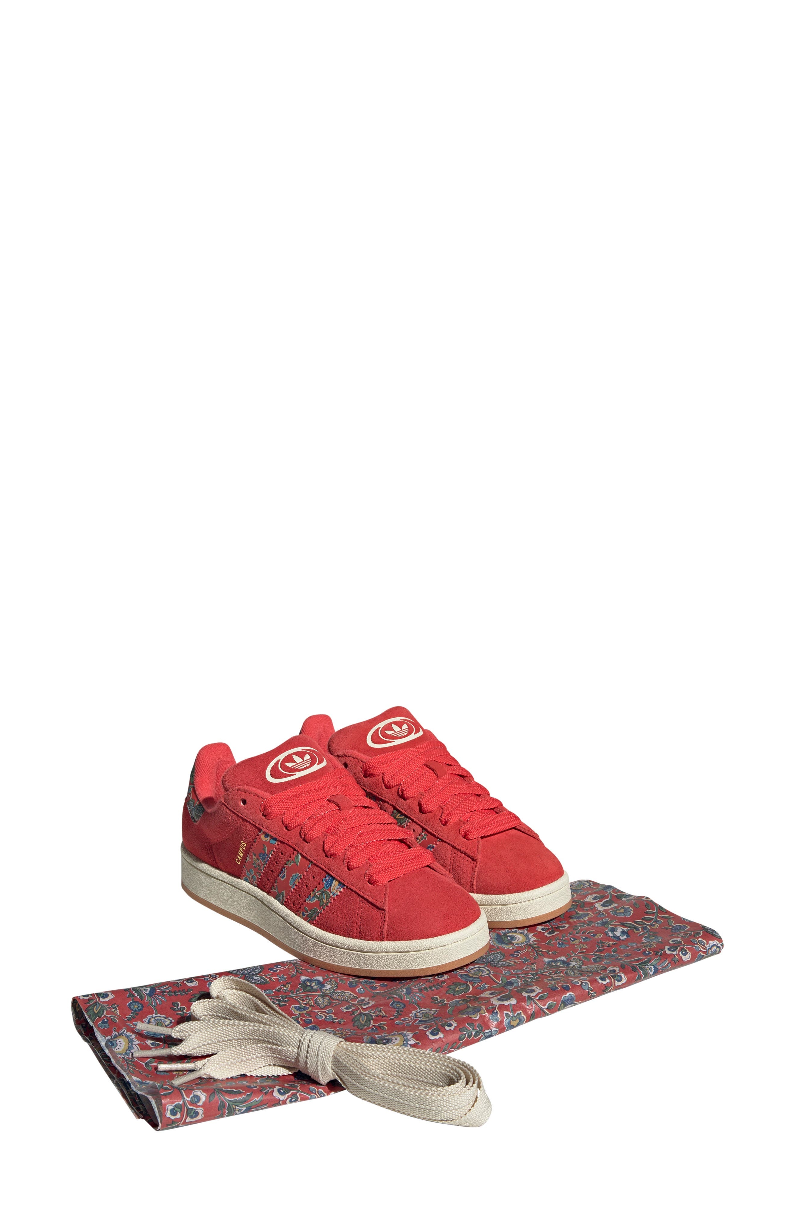 adidas x Liberty London Campus 00s Sneaker in Lucid Red/Cream White/Gold at Nordstrom - 8