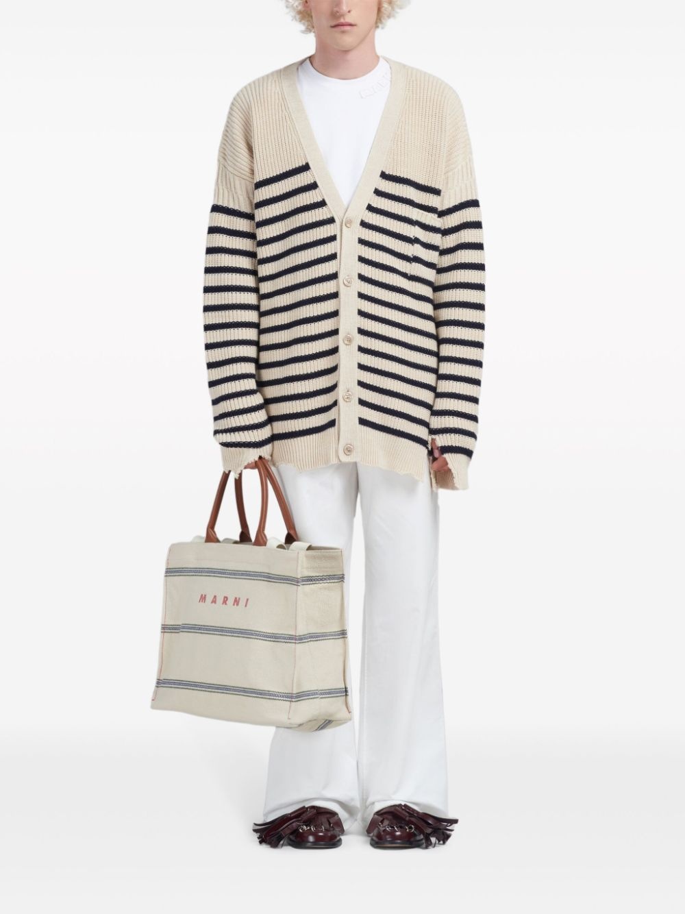 embroidered-logo canvas tote bag - 2