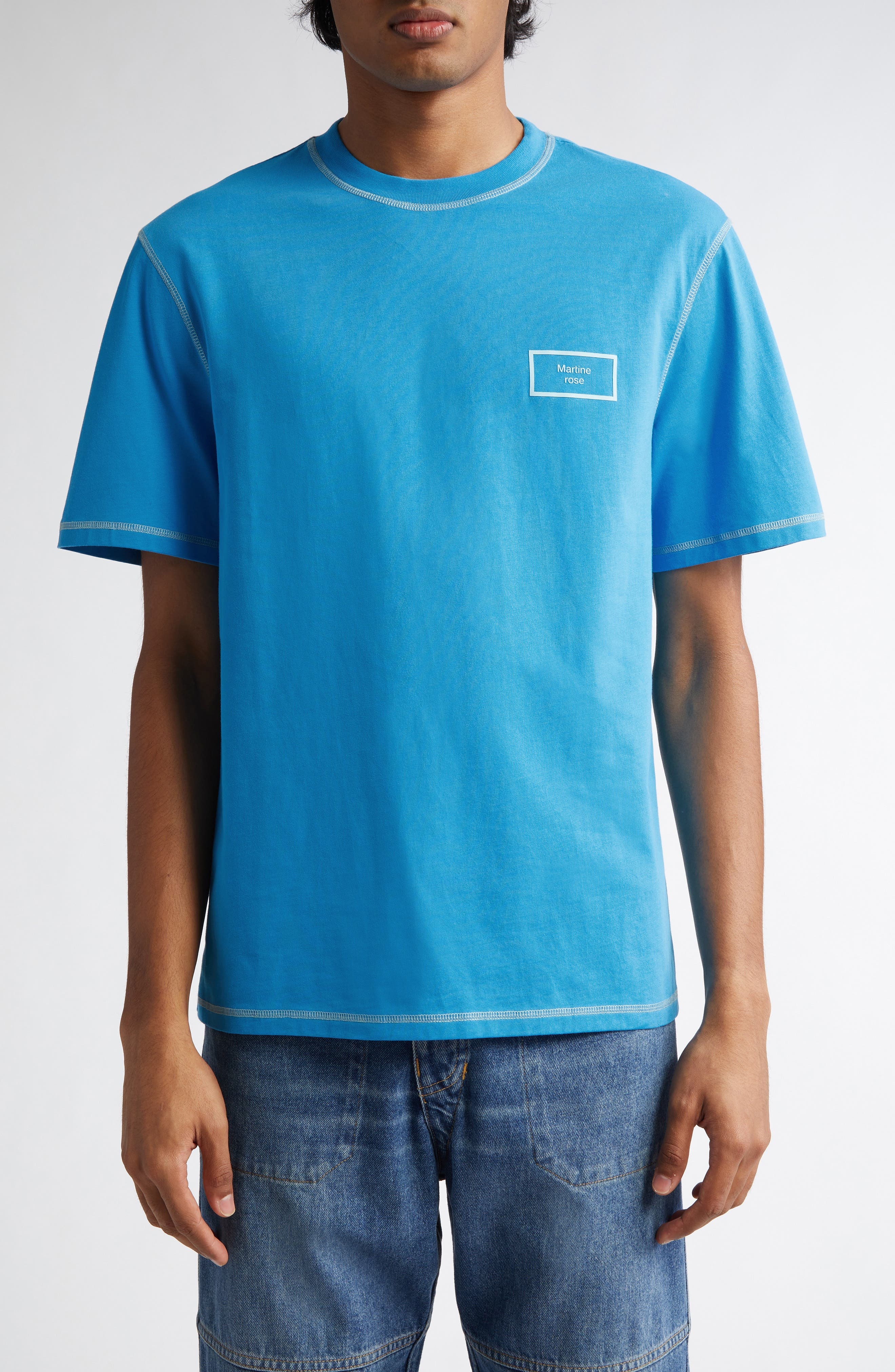 Martine Rose Classic Box Logo Cotton Graphic T-Shirt in Blue Box Logo Blu at Nordstrom - 1