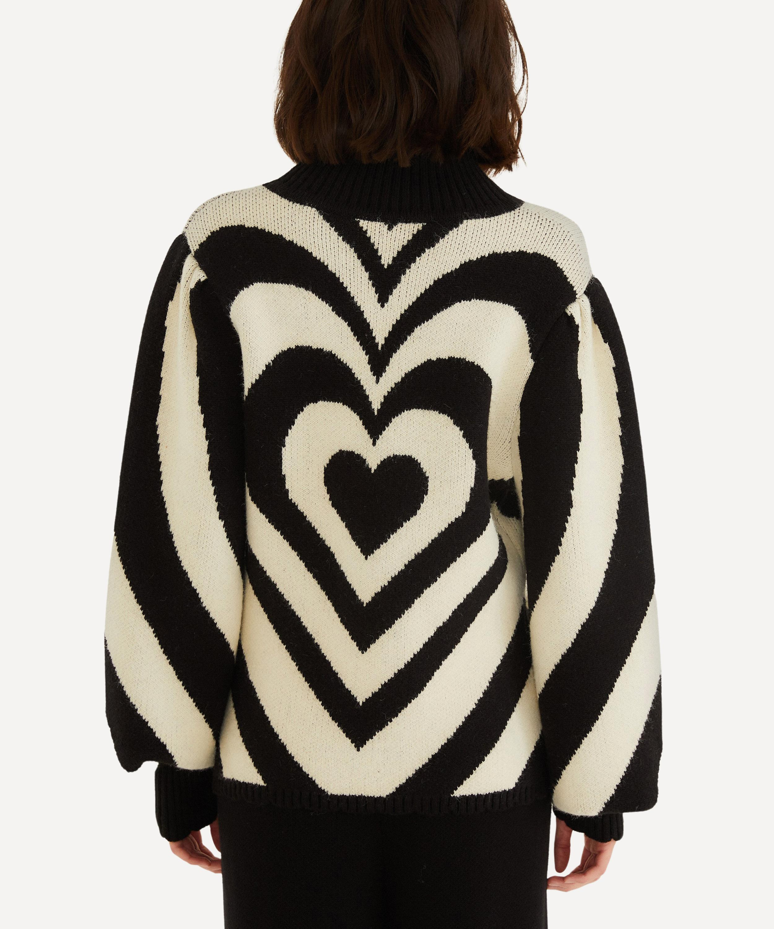 Black and White Heart Gradient Knit Jumper - 2