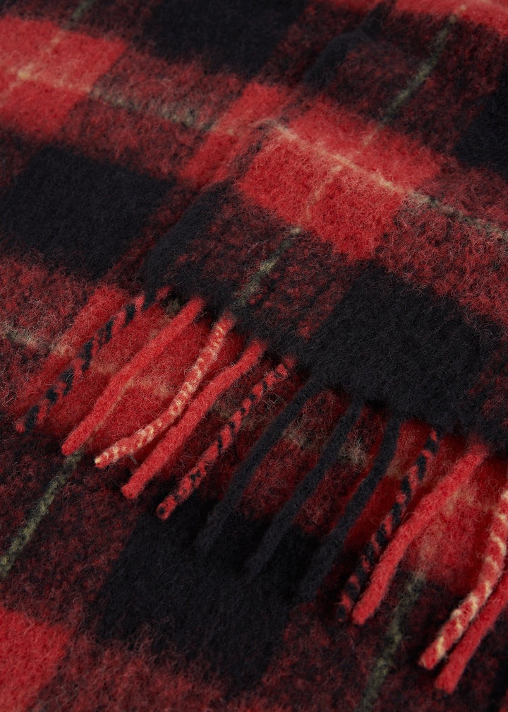 Brushed tartan check scarf red check - 5