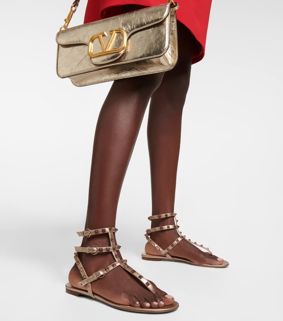 VLogo leather thong sandals - 4