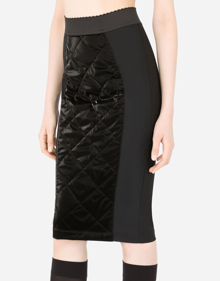 Coated quilted fabric midi skirt - 4