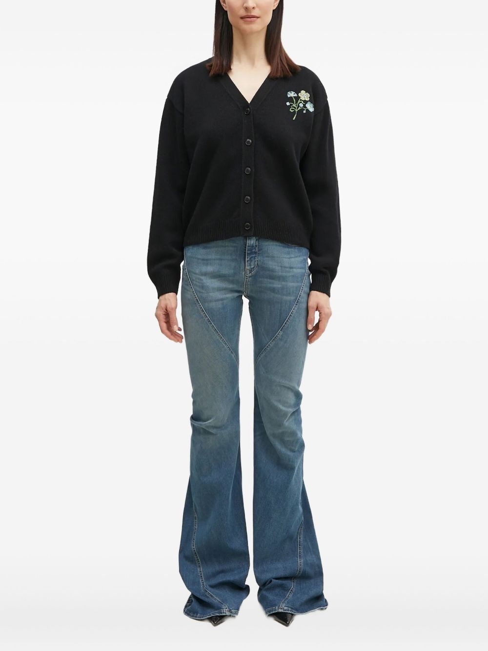 floral-embroidered cardigan - 2