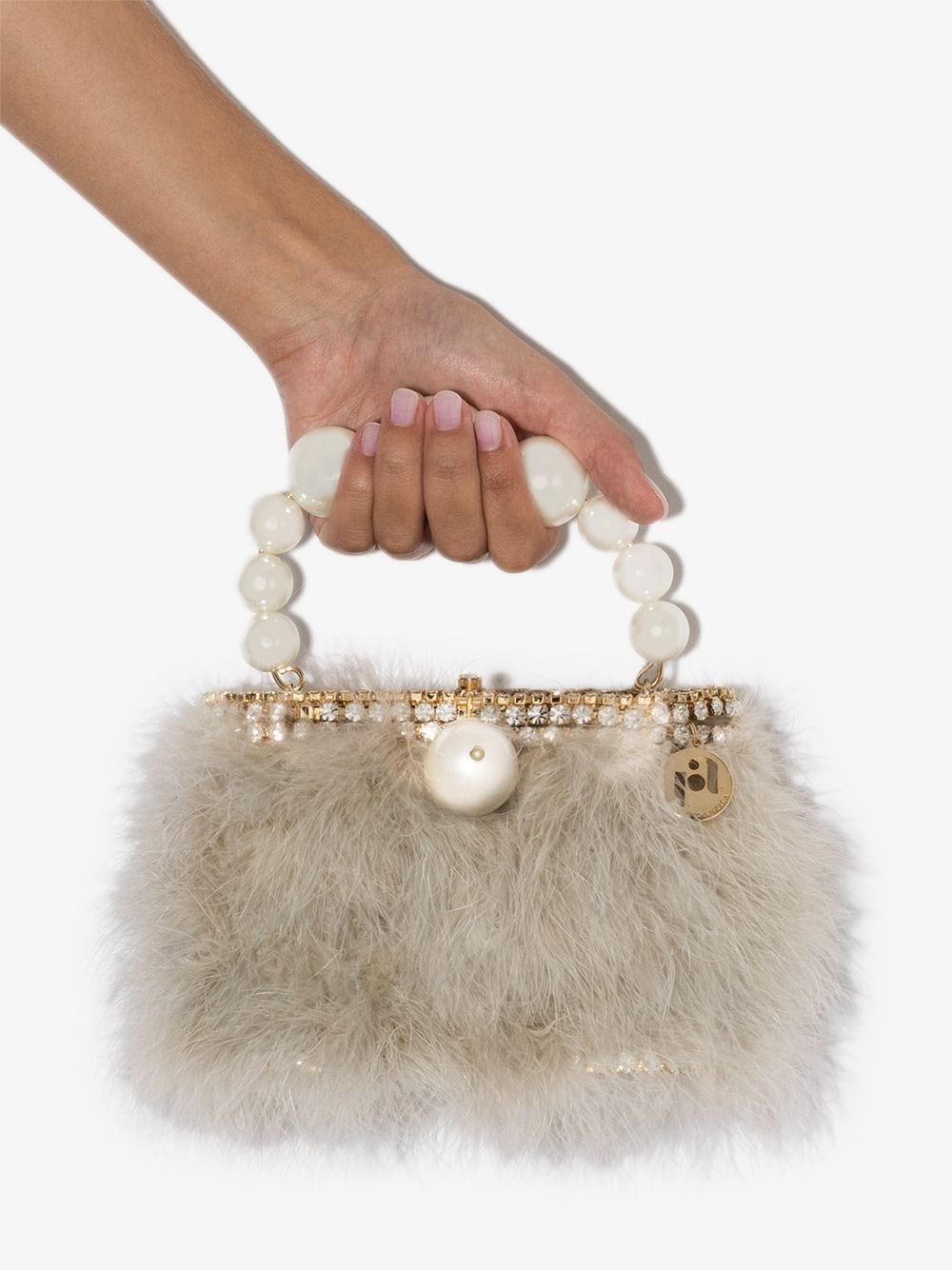 nuvola faux pearl clutch bag - 4