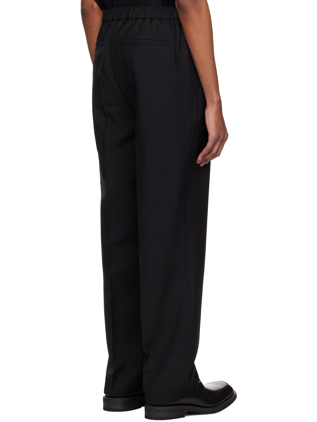 Black Straight Leg Half-Elasticated Trousers - 3
