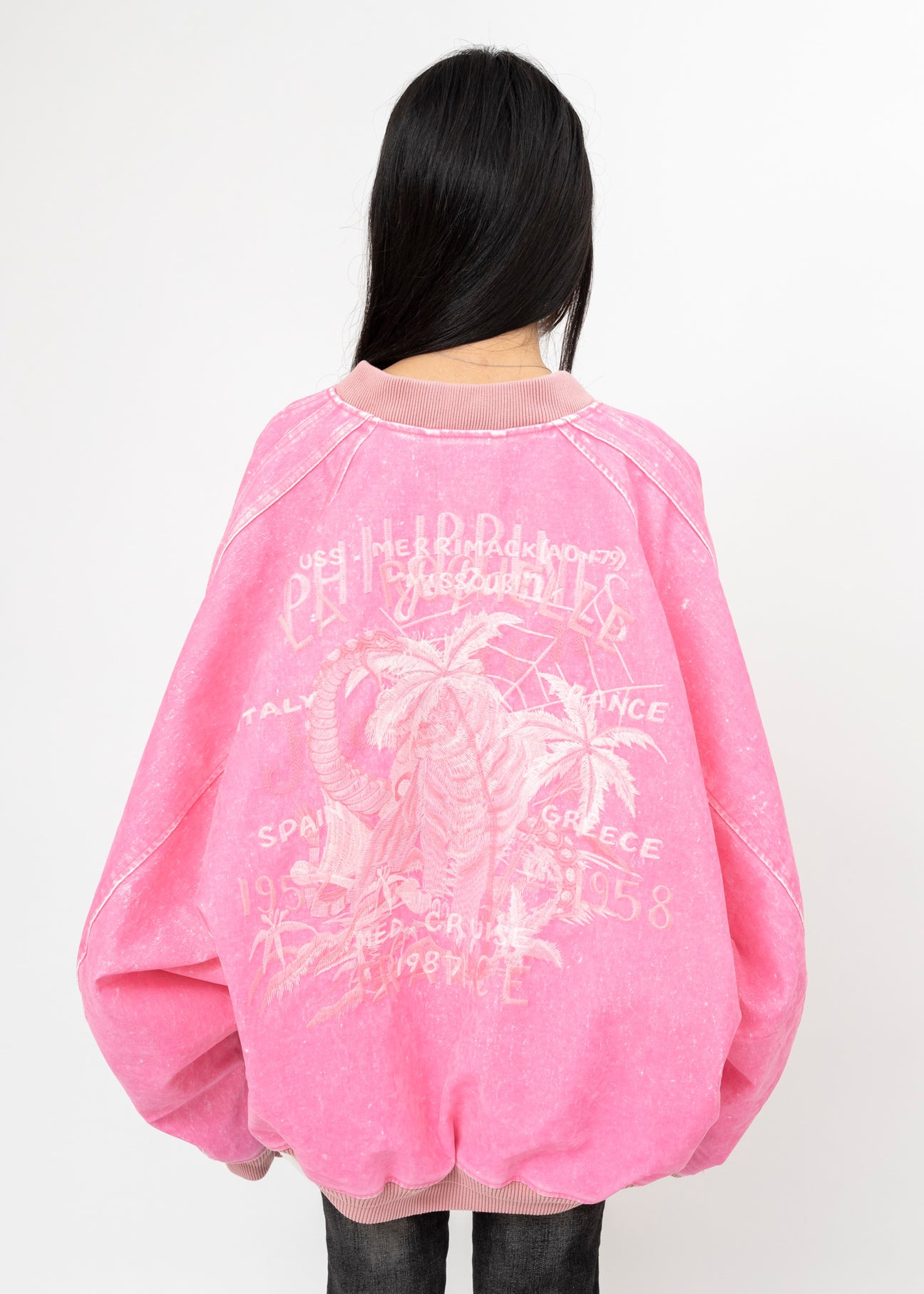 PINK DOUBLET FLOCKED DEINM SOUVENIR JACKET - 3
