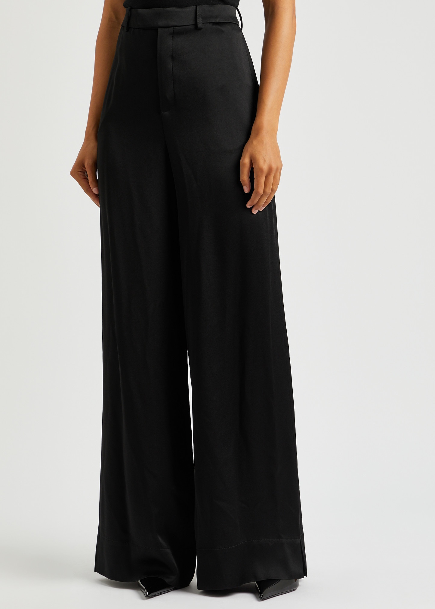 Wide-leg satin trousers - 2