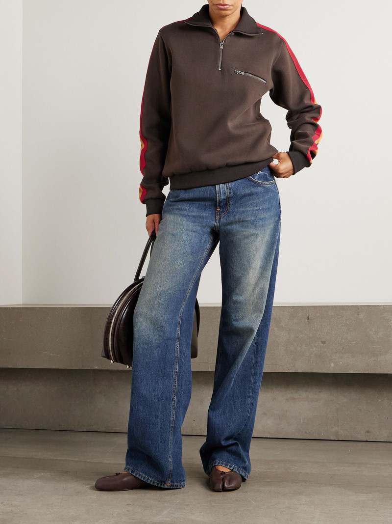 Maison Margiela Cotton-blend jersey turtleneck sweatshirt Dark brown outlook