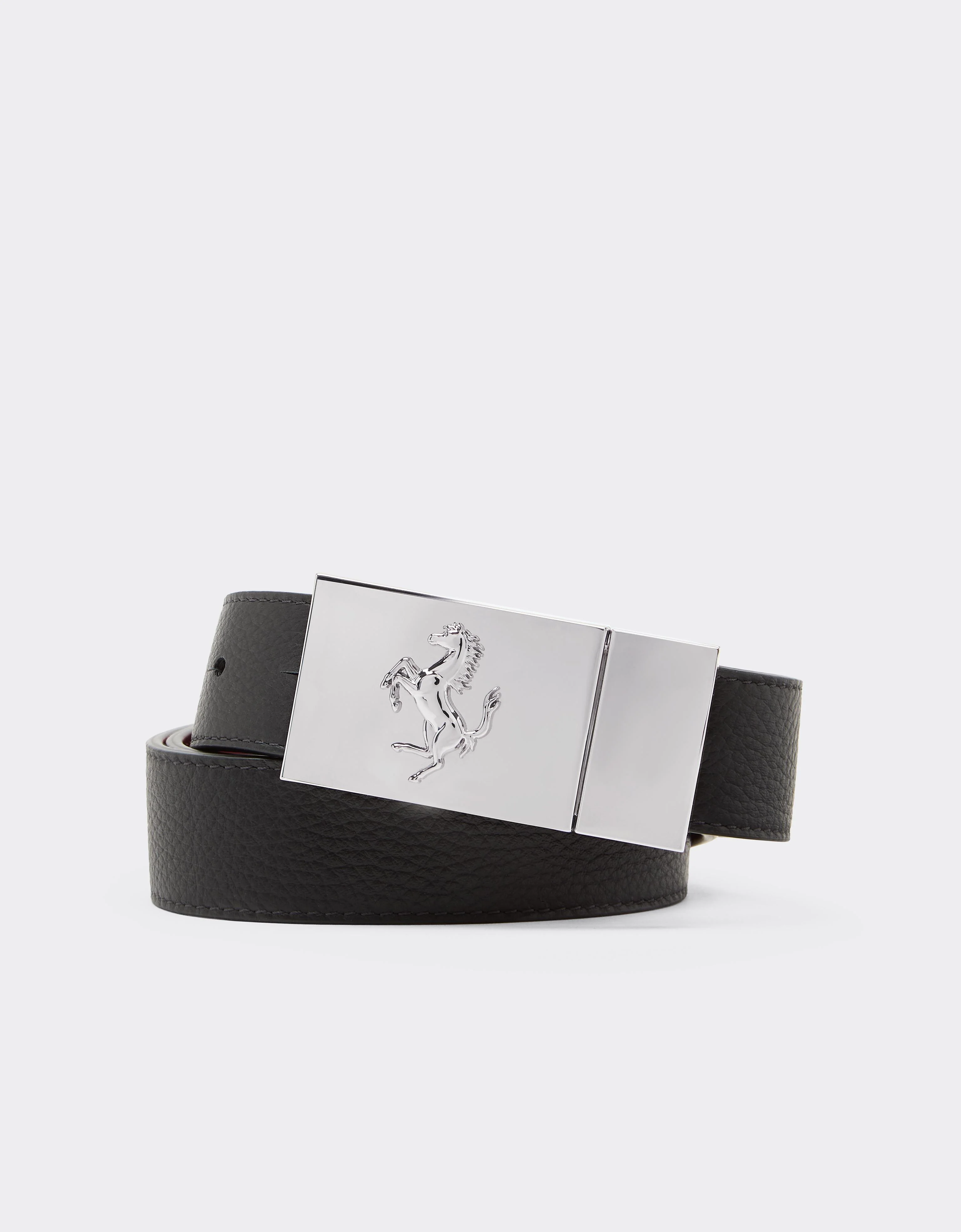 Reversible Belt in Smooth Leather and Granata - 1