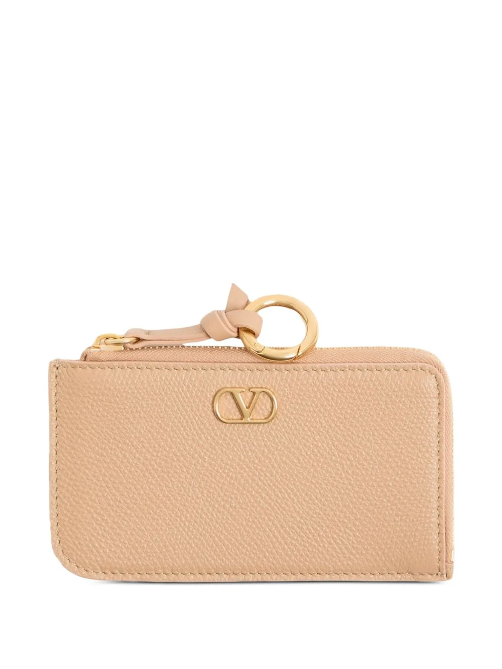 VLogo Signature zip-around charm card holder in grainy calfskin - 1