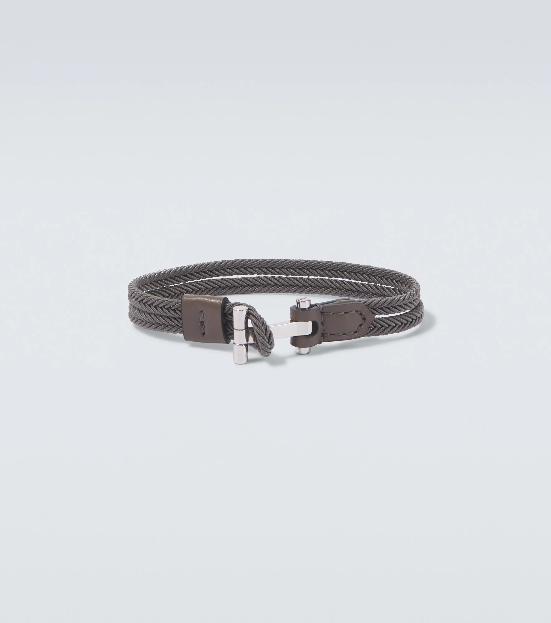 Braided leather-trimmed bracelet - 1