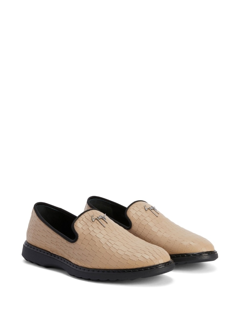 snake-effect leather loafers - 2