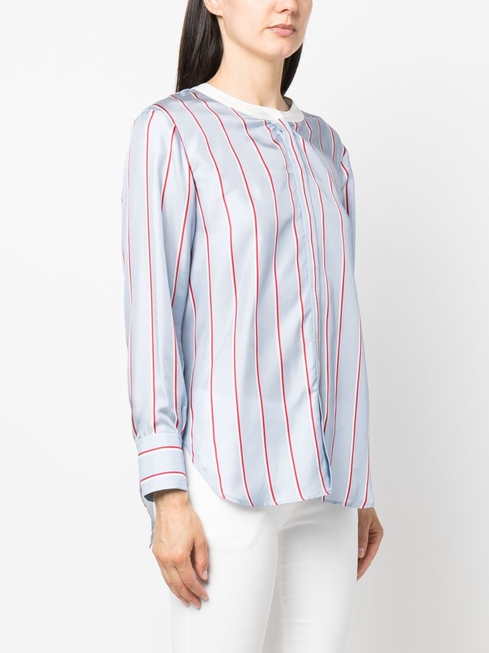 striped knot-detail silk blouse - 4