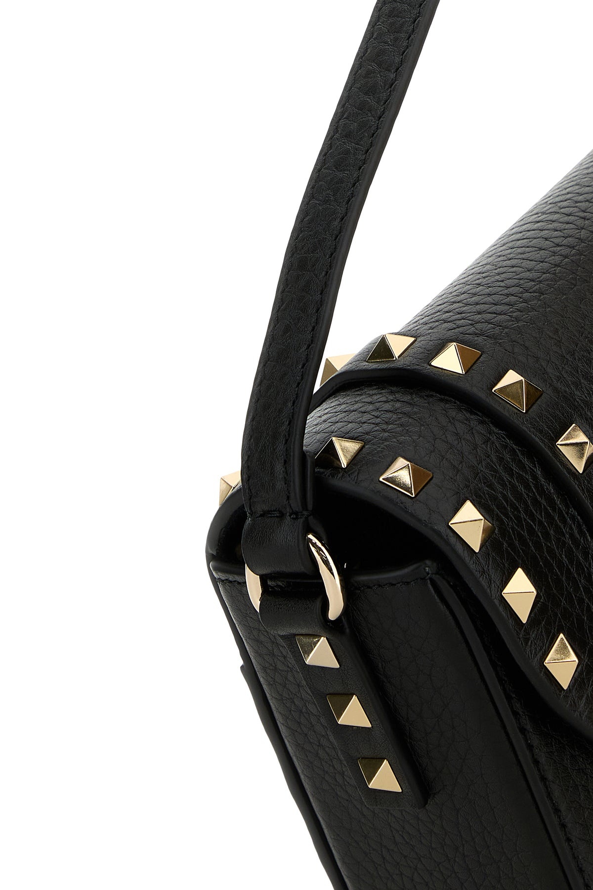 Black leather Rockstud crossbody bag - 4