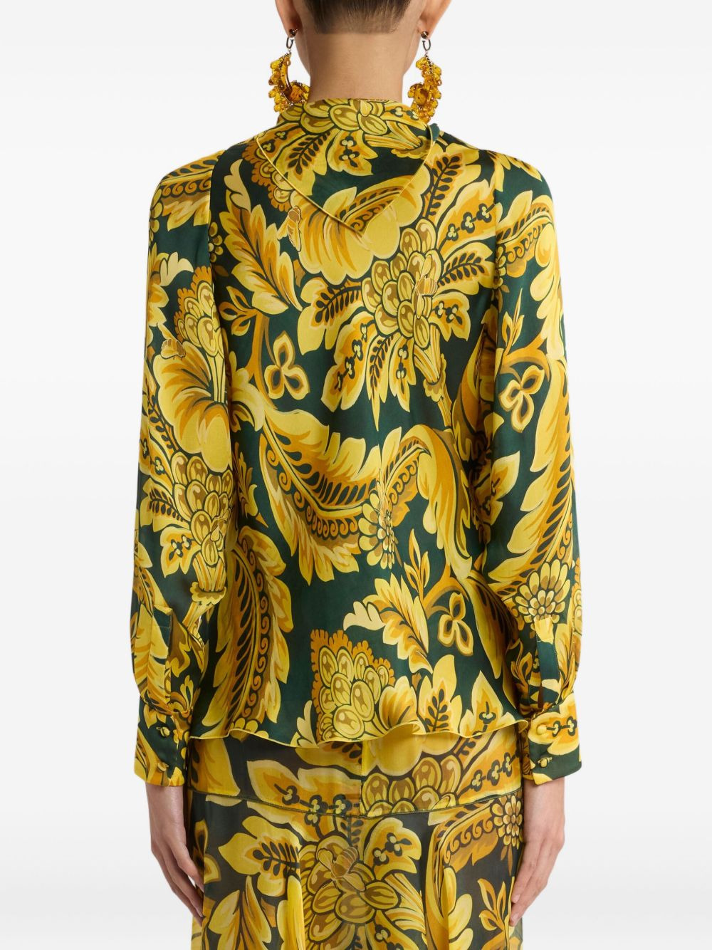 flower-bee motif blouse - 4