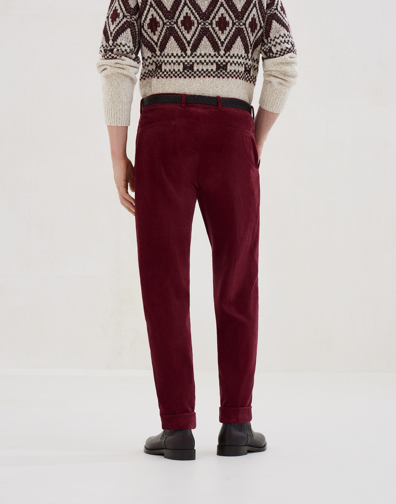 Brunello Cucinelli Garment-dyed leisure fit trousers in cotton corduroy with pleat outlook