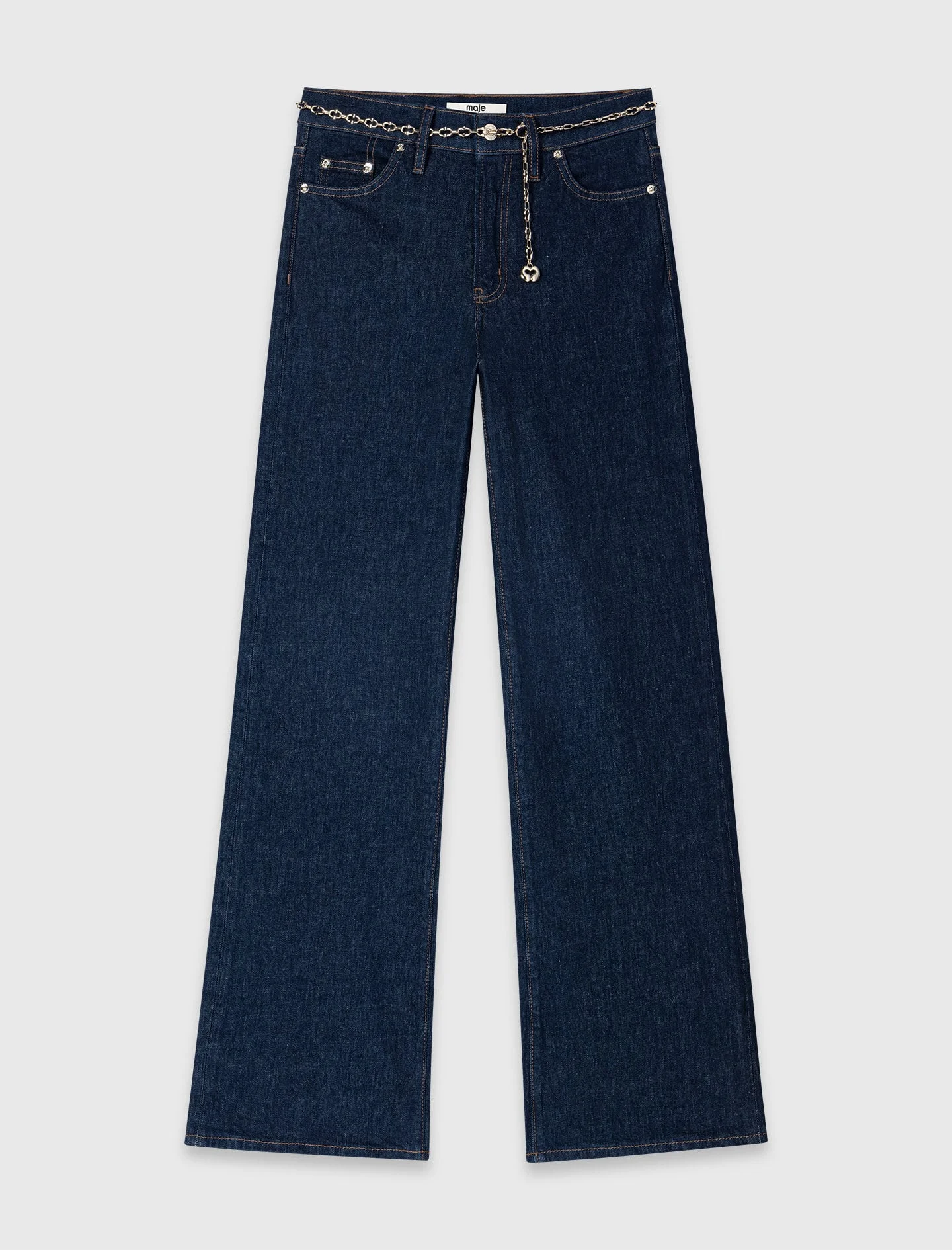 Wide-leg jeans with chain-link belt - 1