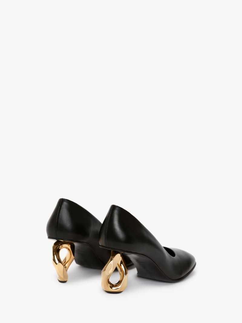 CHAIN HEEL LEATHER PUMPS 3