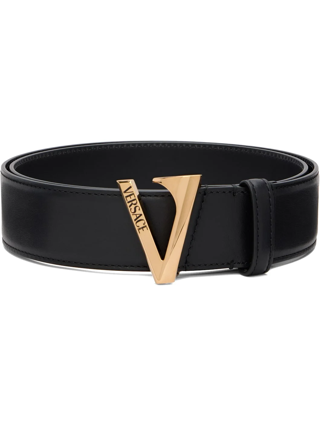 Black 'V' Leather Belt - 1