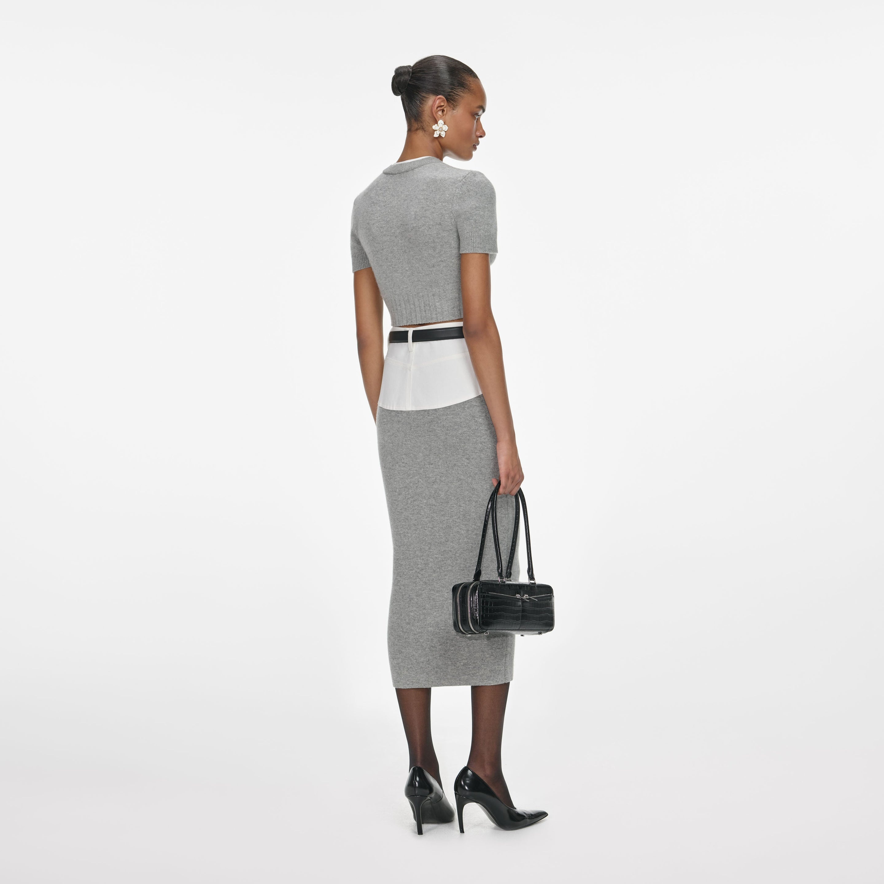 Grey Short Sleeve Knit Top - 3