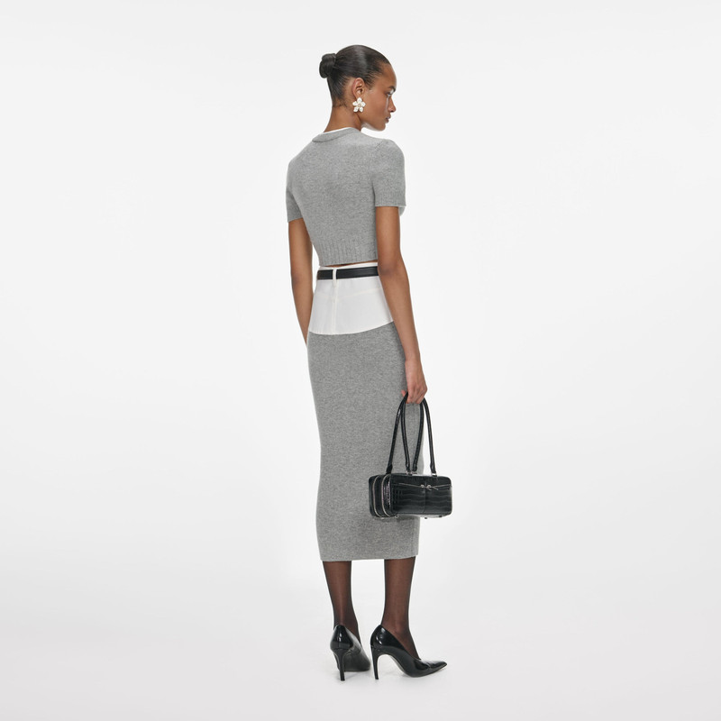 self-portrait Grey Short Sleeve Knit Top outlook