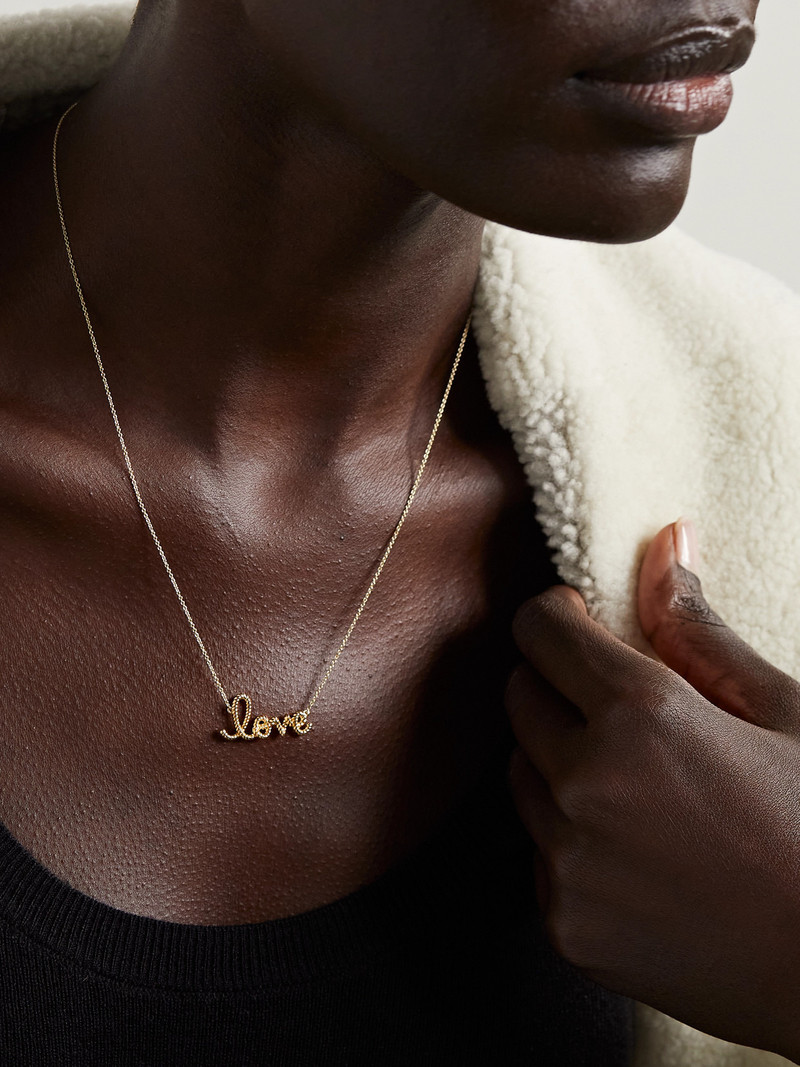 SYDNEY EVAN Medium Love 14-karat Gold Necklace outlook