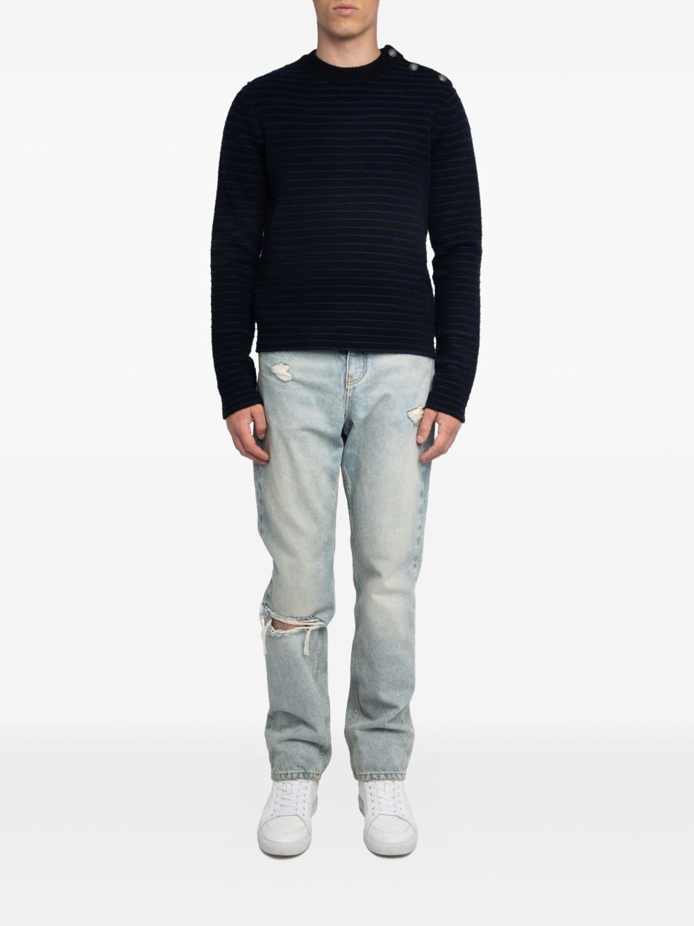 striped button-detailed sweater - 2