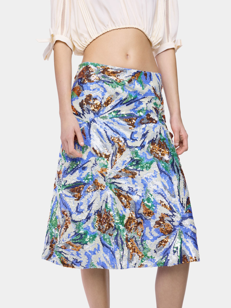 MIDI SKIRT WITH MULTICOLOR FLORAL-SHAPED SEQUIN EMBROIDERY 4