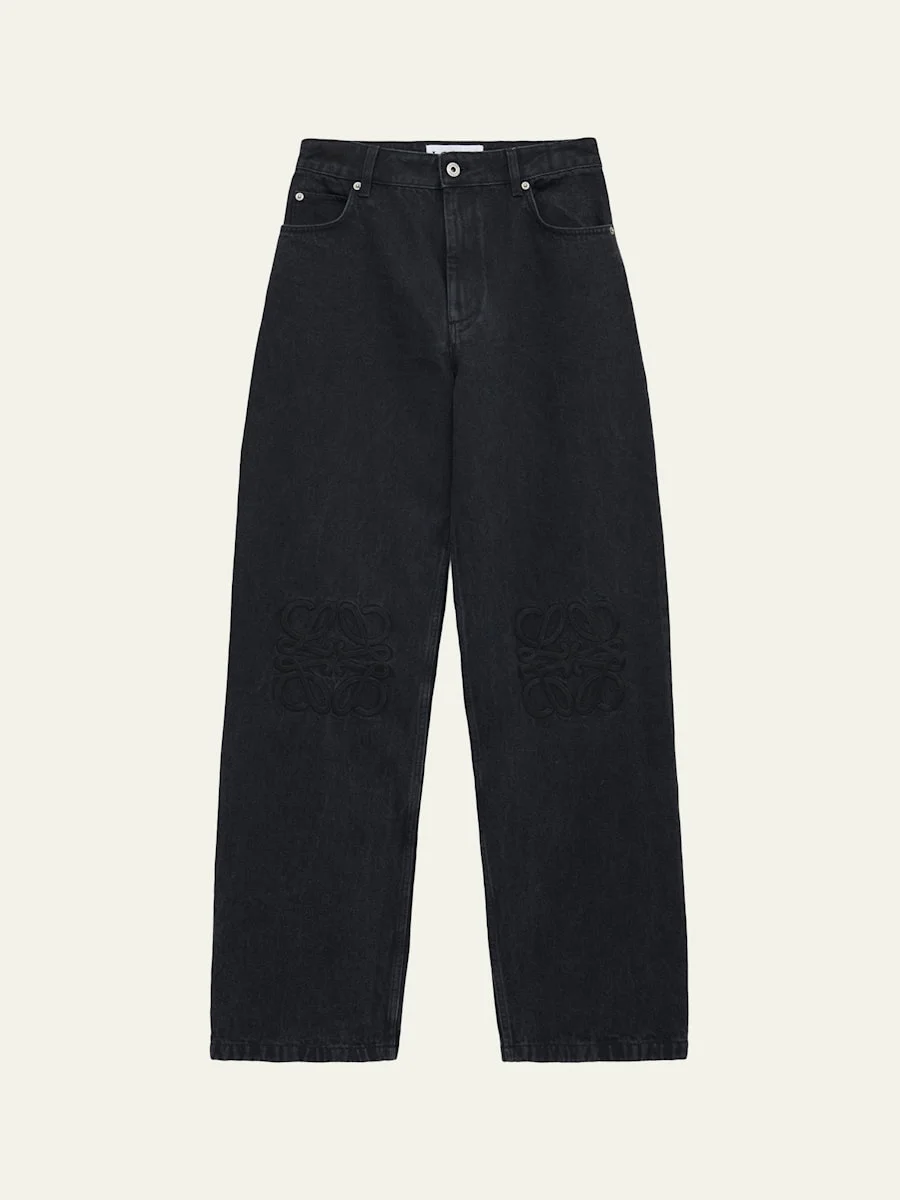 Tonal Anagram Baggy Wide-Leg Jeans - 1