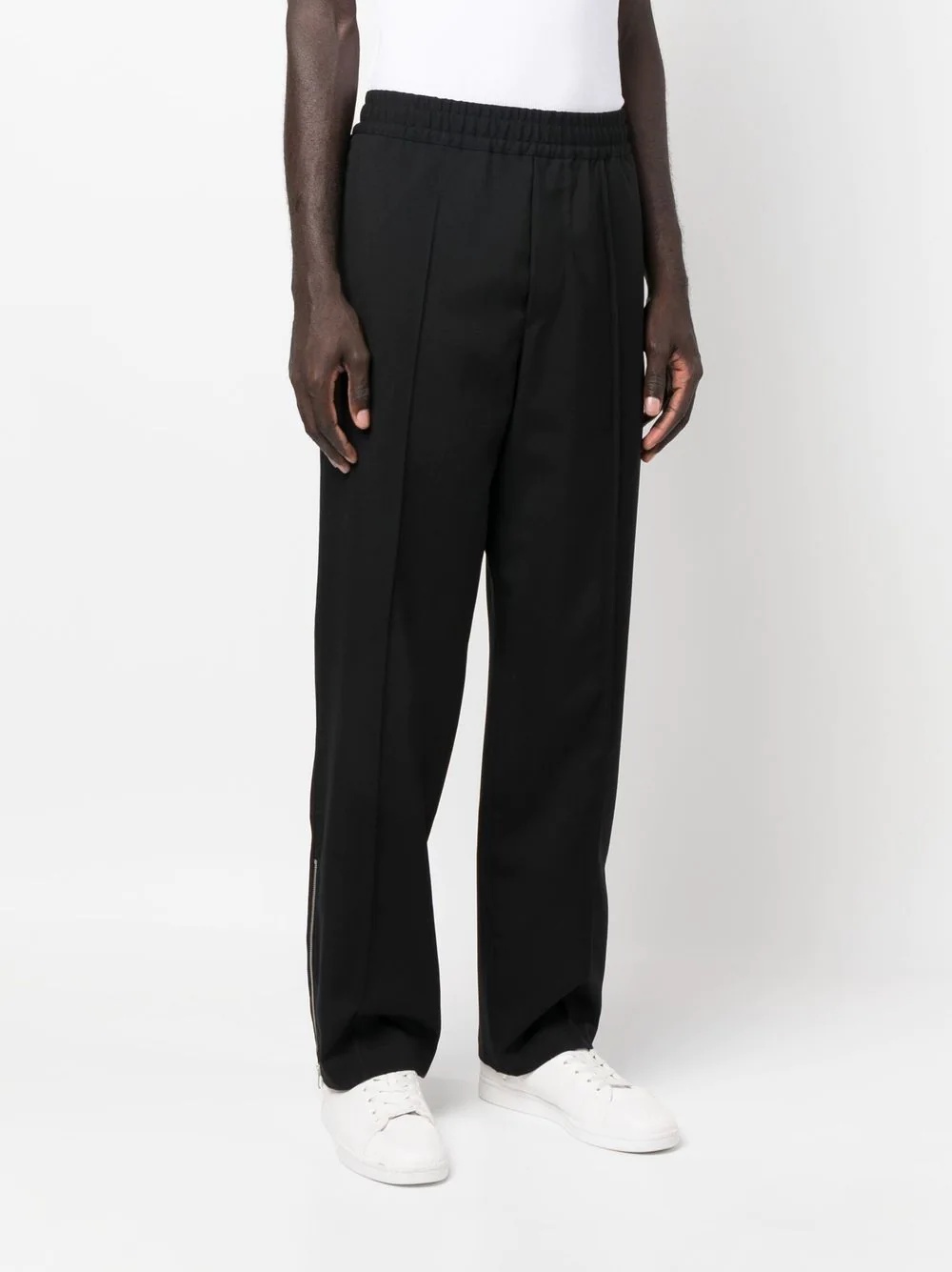 elasticated-waist straight-leg trousers - 3