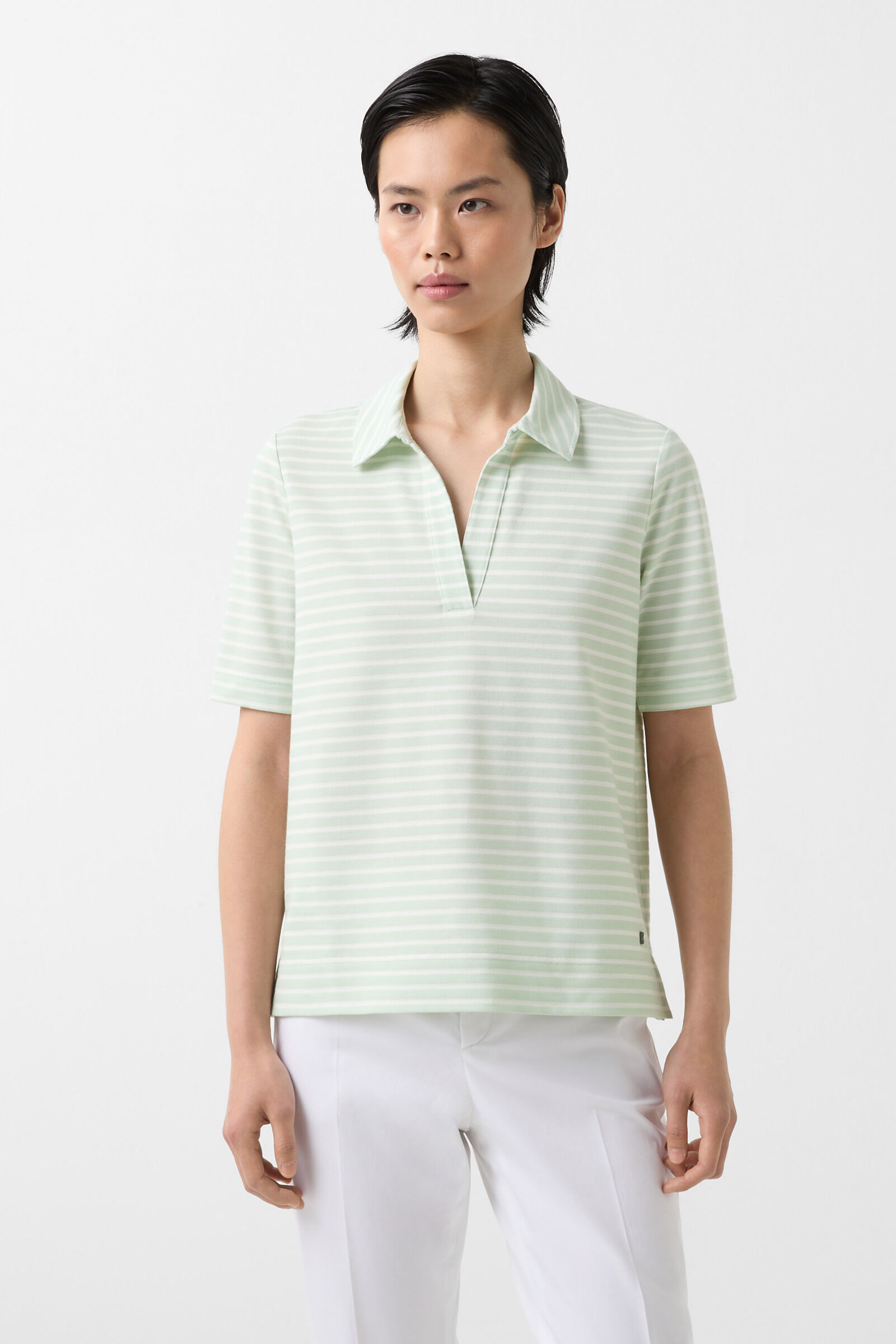 Peony polo shirt in Light green/off-white - 2