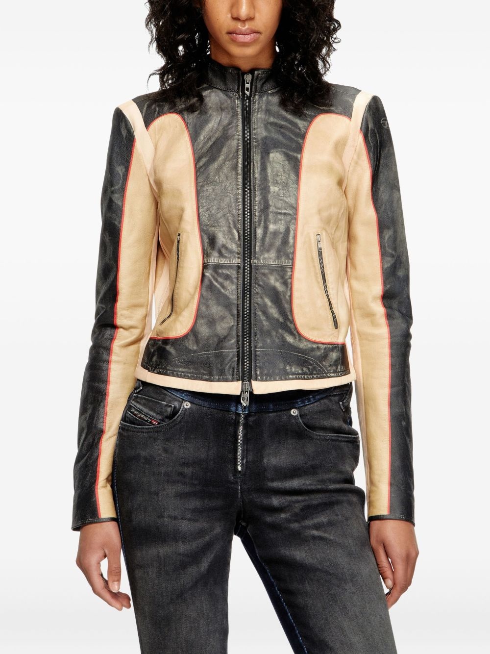 L-Oonie panelled leather jacket - 4
