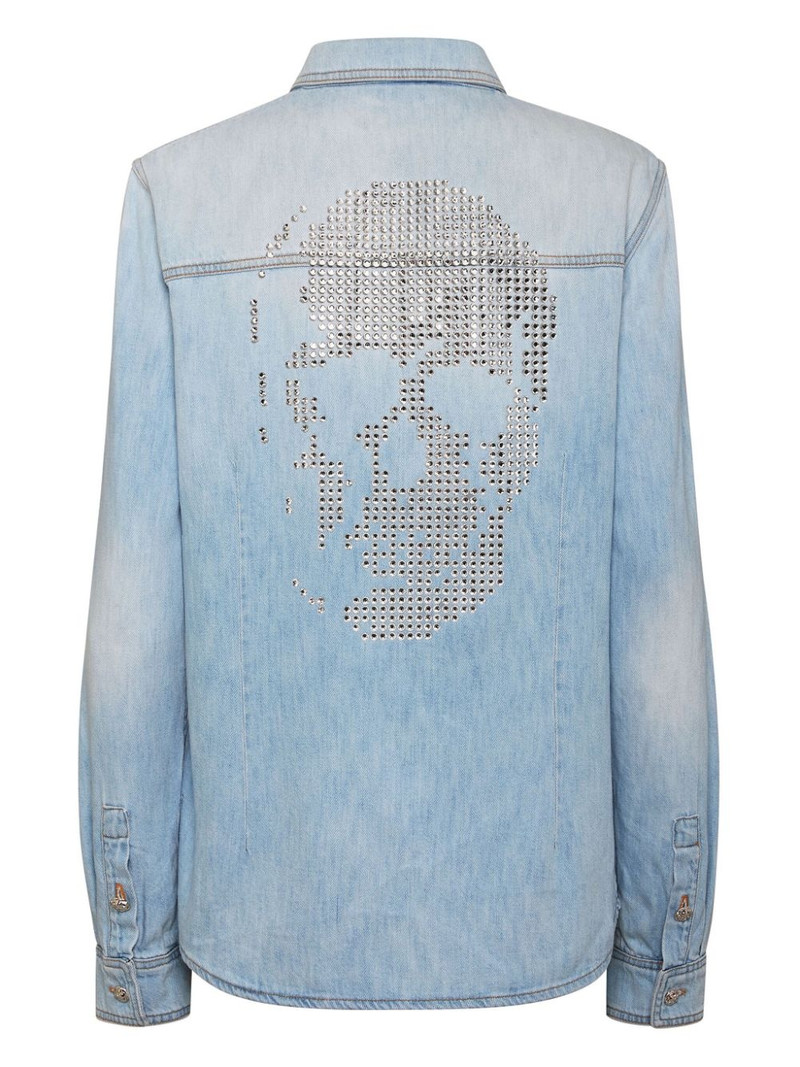 PHILIPP PLEIN crystal-embellished denim shirt outlook