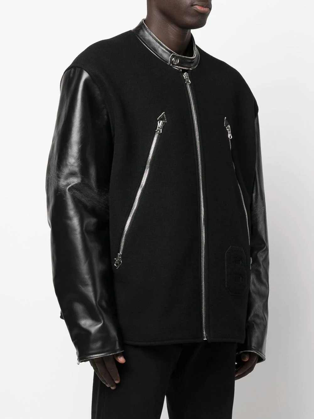 leather-panelled bomber jacket - 4