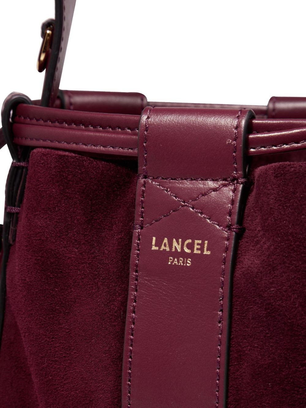 Elles leather-trimmed suede bucket bag - 4