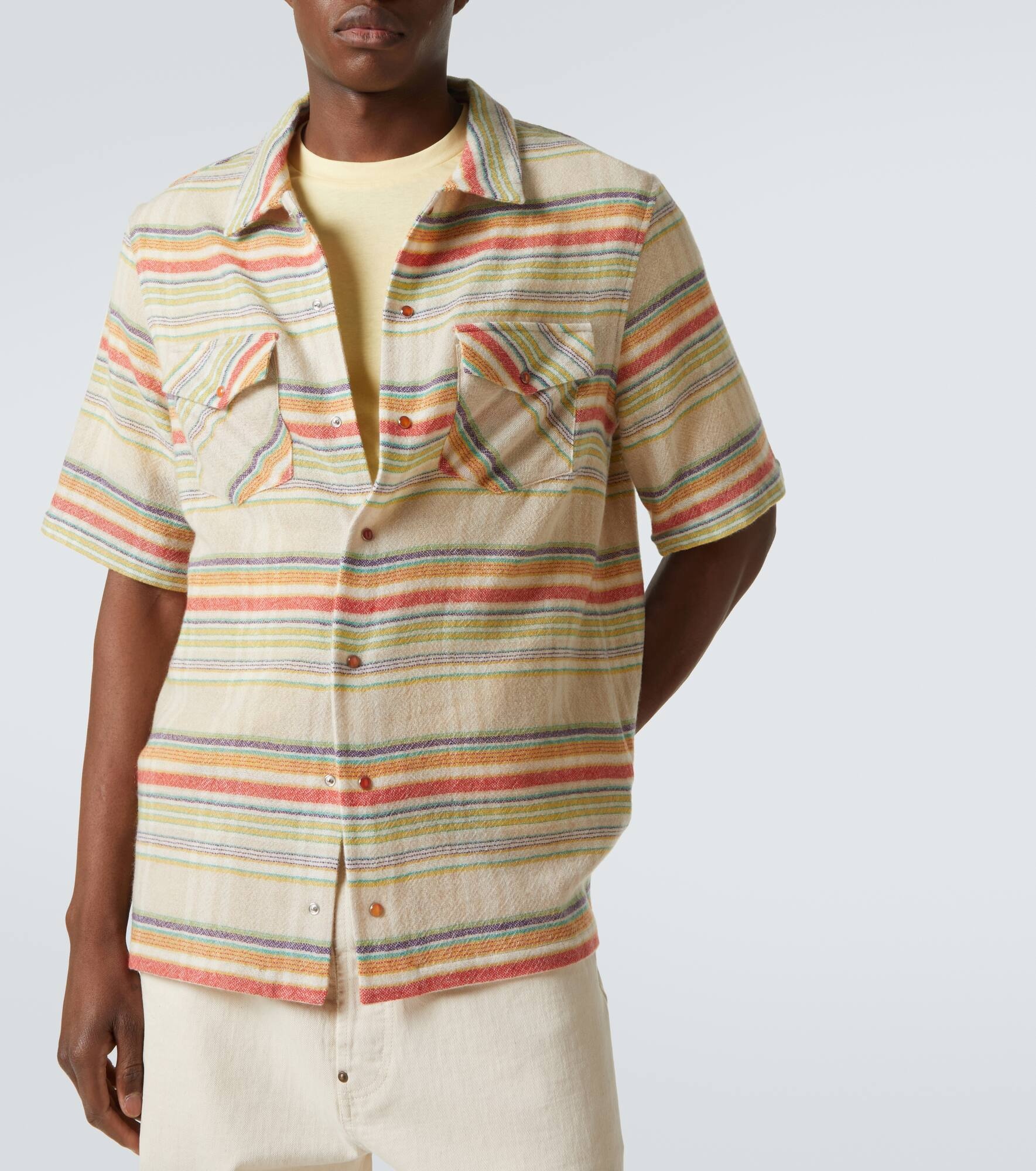Seaside Gauze striped cashmere shirt - 5
