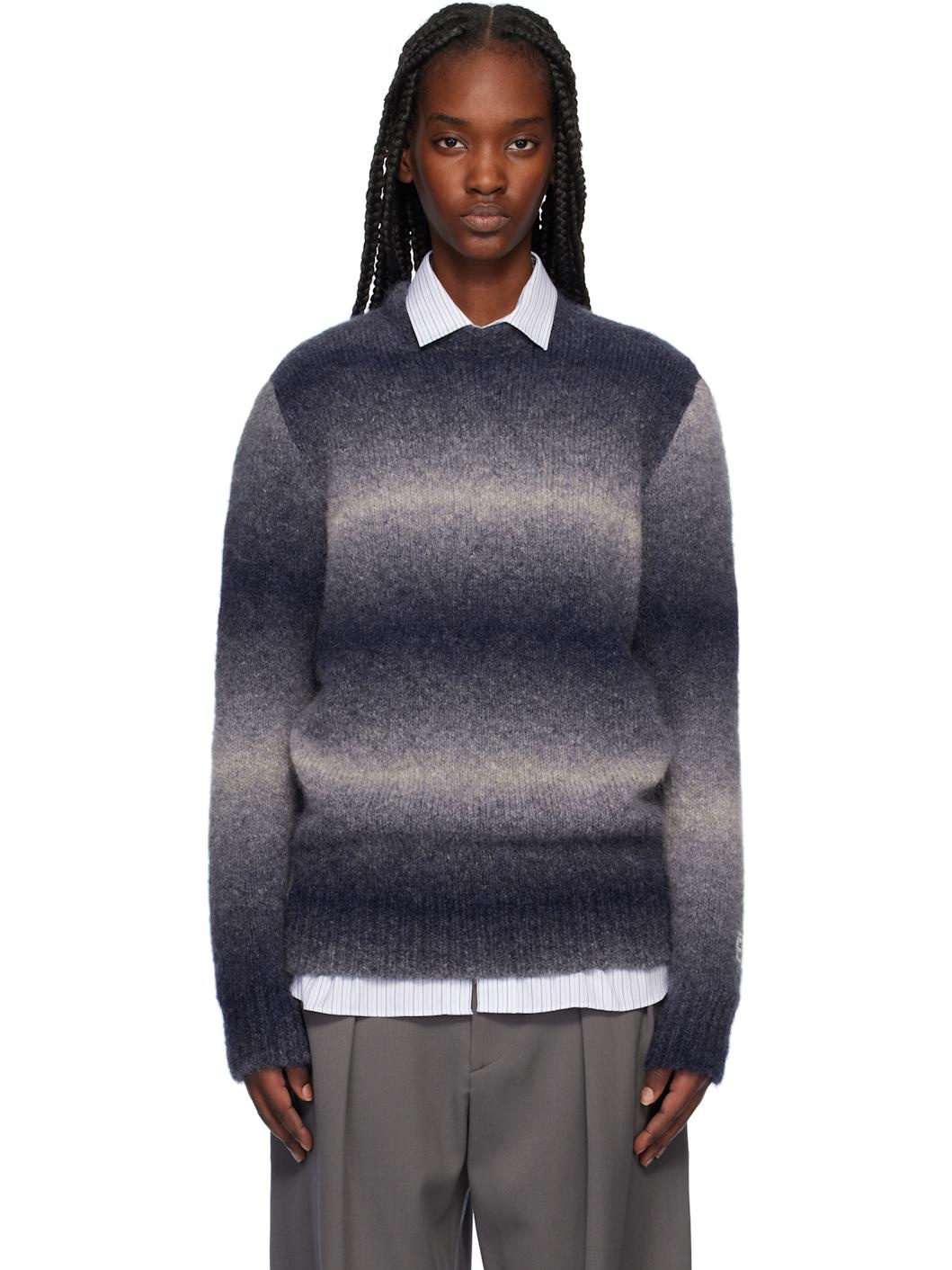 Navy Alpaca Round Neck Sweater - 1