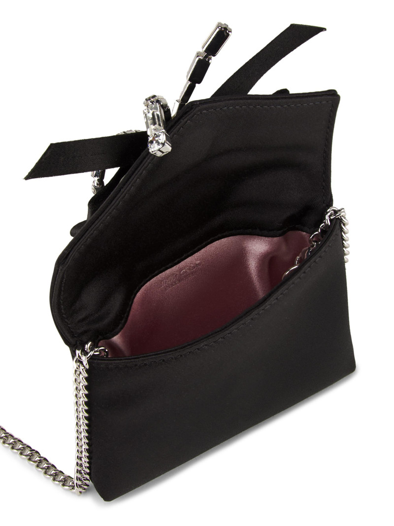Women's Crystal-Bow Satin Card Case - Black Silver 4