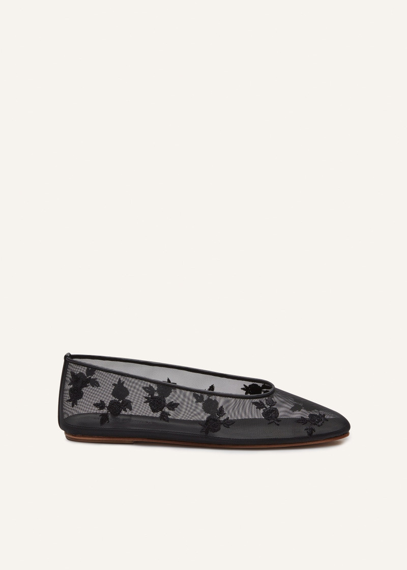 Mesh ballet flats in black embroidery - 1