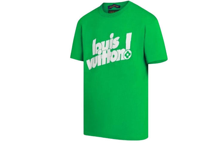 Men's LOUIS VUITTON Round Neck Logo Alphabet Printing Classic Short Sleeve Green 1A97OB - 3