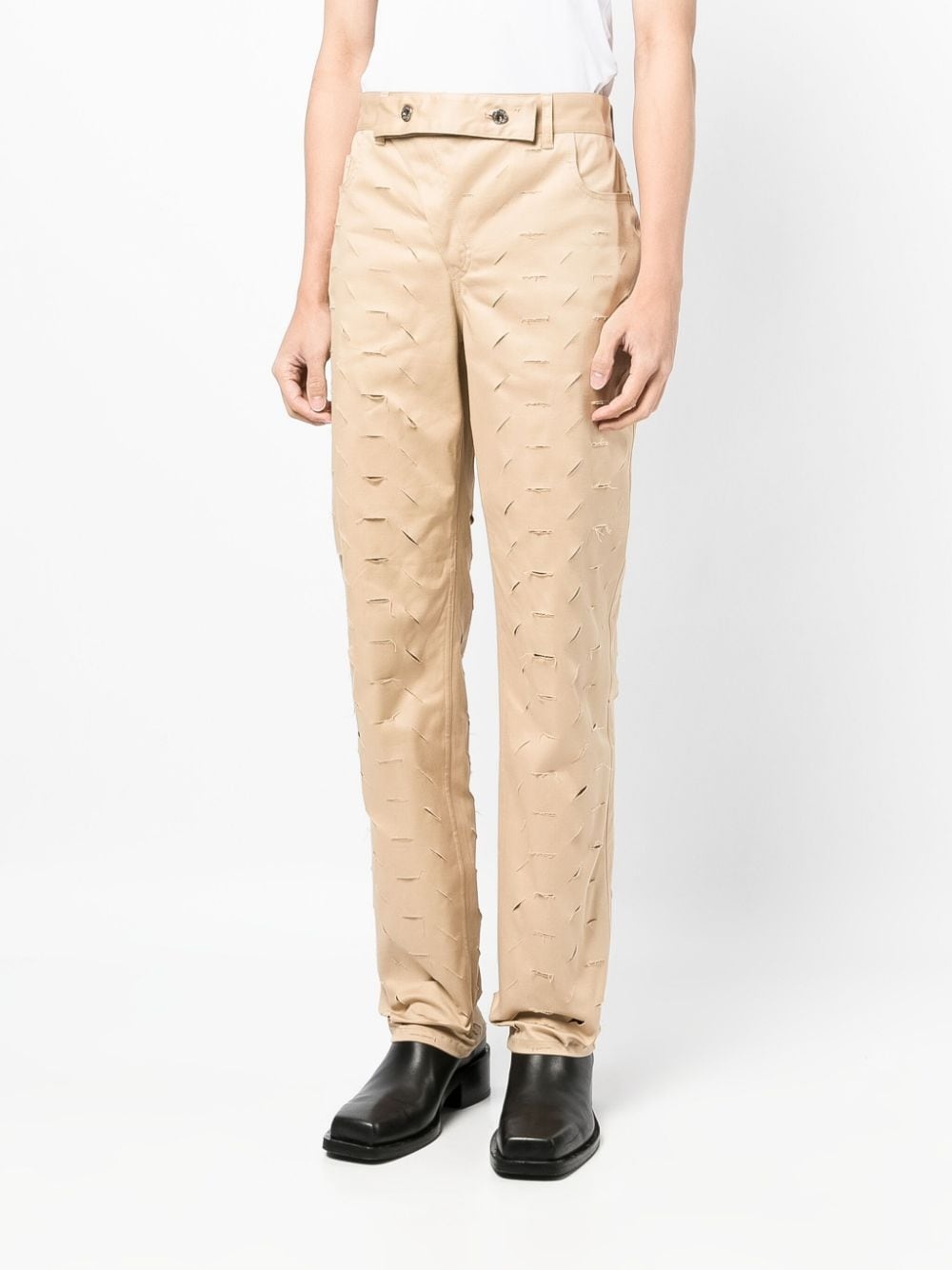 ripped straight-leg trousers - 3
