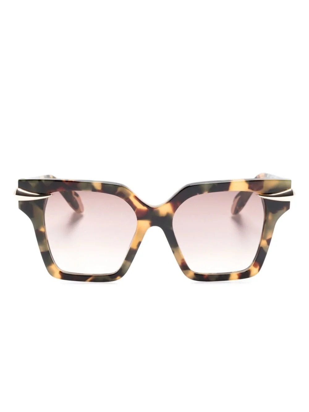 tortoiseshell-effect square-frame sunglasses - 1