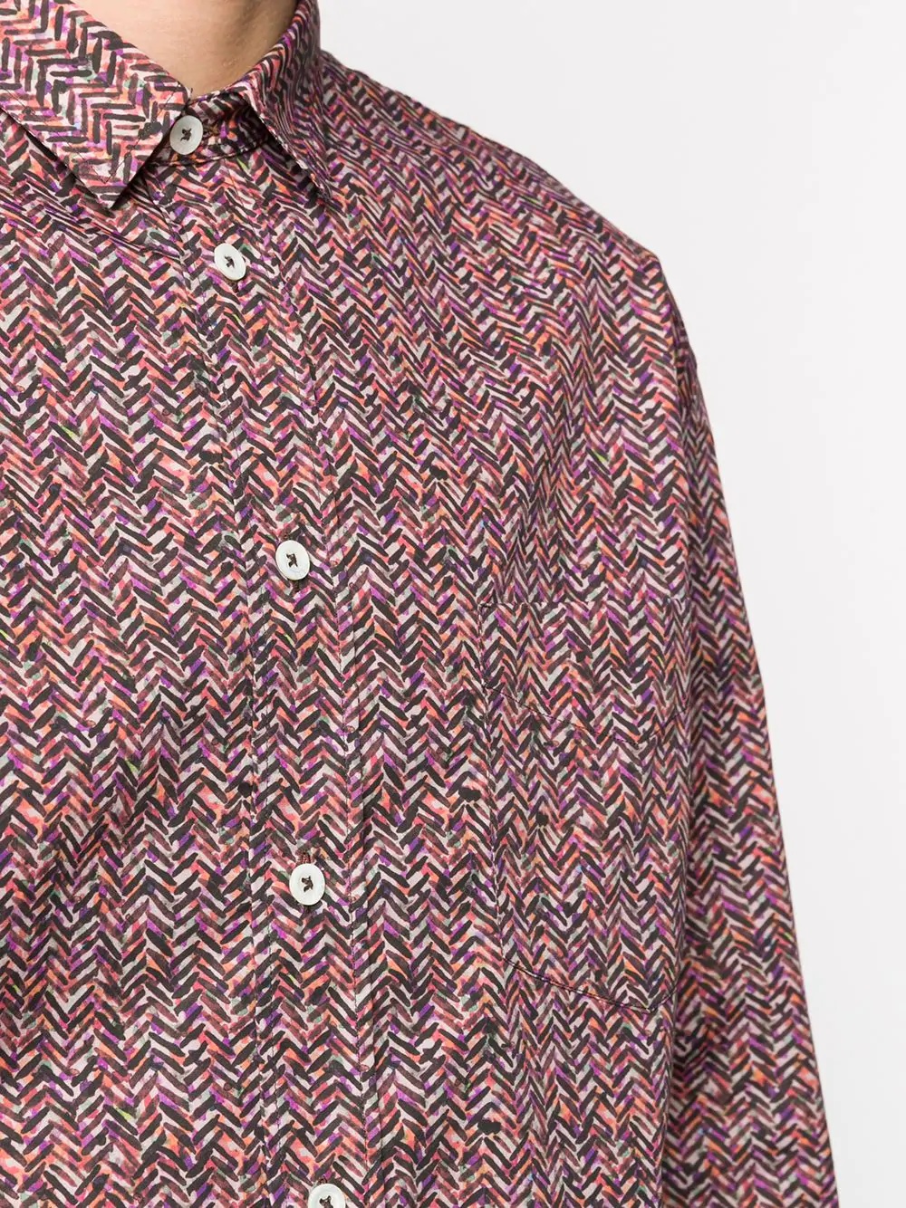 herringbone print shirt - 5